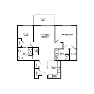 2 bed 2 bath floor plan