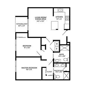 2 bed 2 bath floor plan