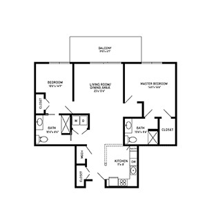 2 bed 2 bath floor plan