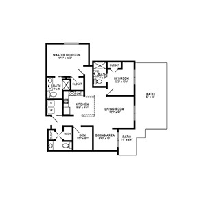 2 bed 2 bath floor plan