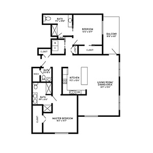 2 bed 2 bath floor plan