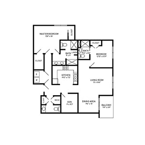 2 bed 2 bath floor plan