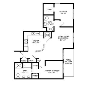 2 bed floor plan