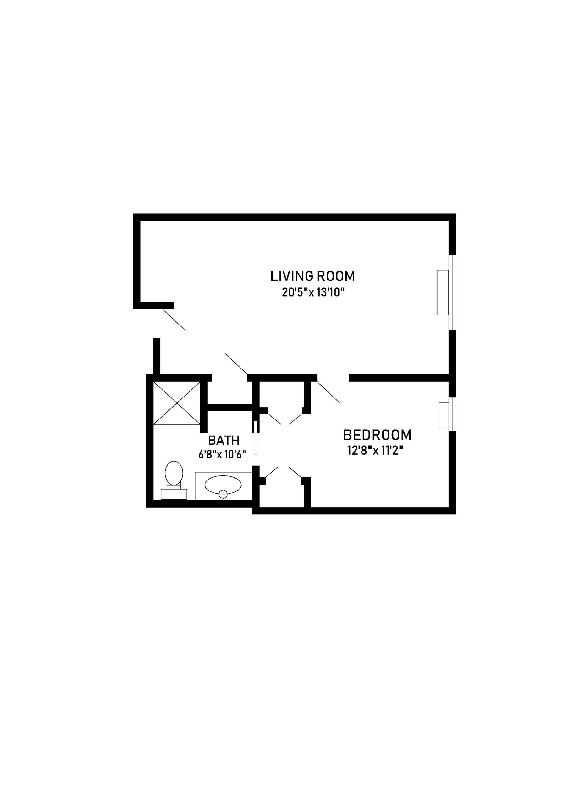 1 bed 1 bath floor plan