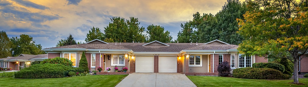 Covenant Living of Colorado home exterior at dusk