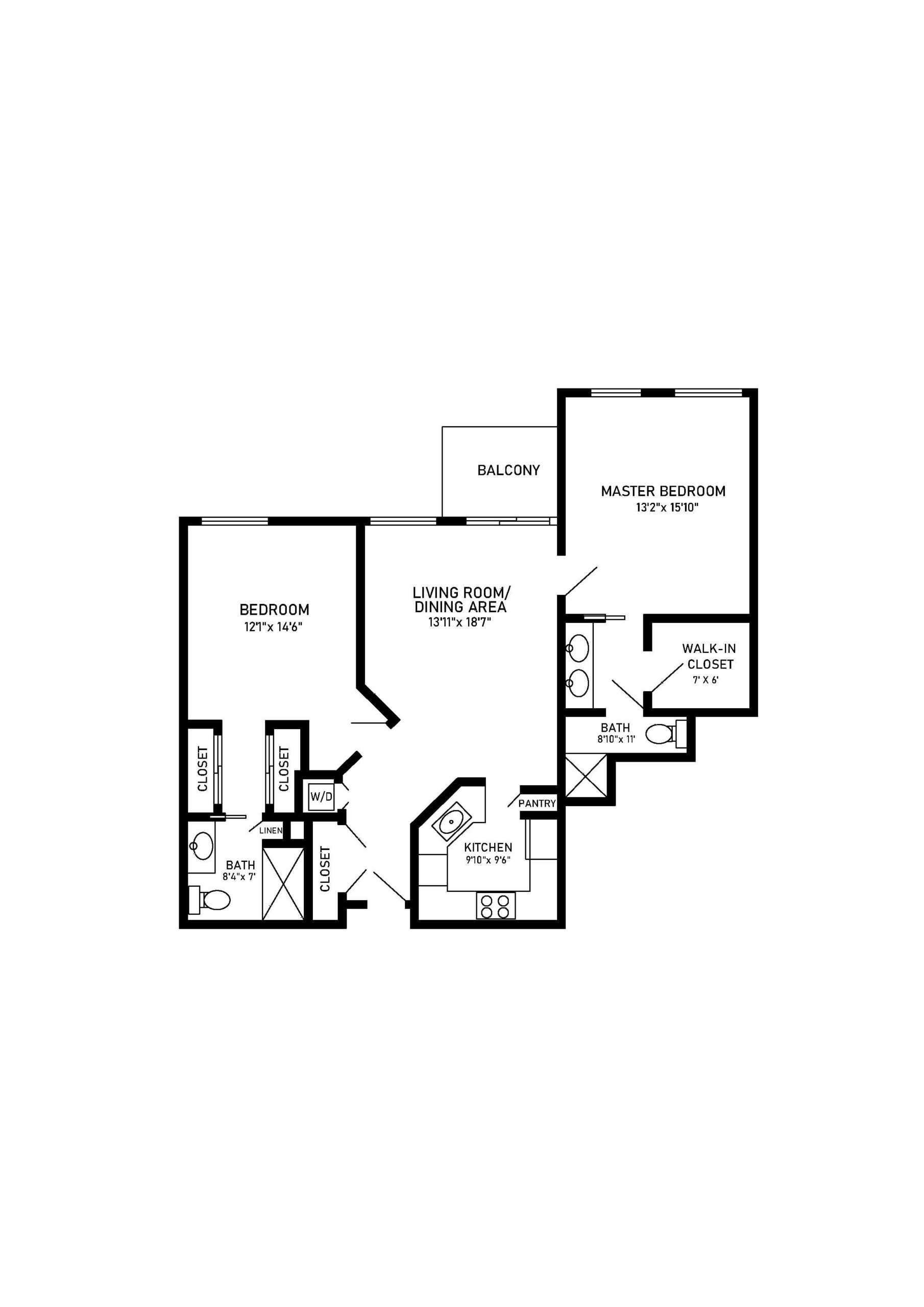 Durango 2 bed 2 bath floor plan