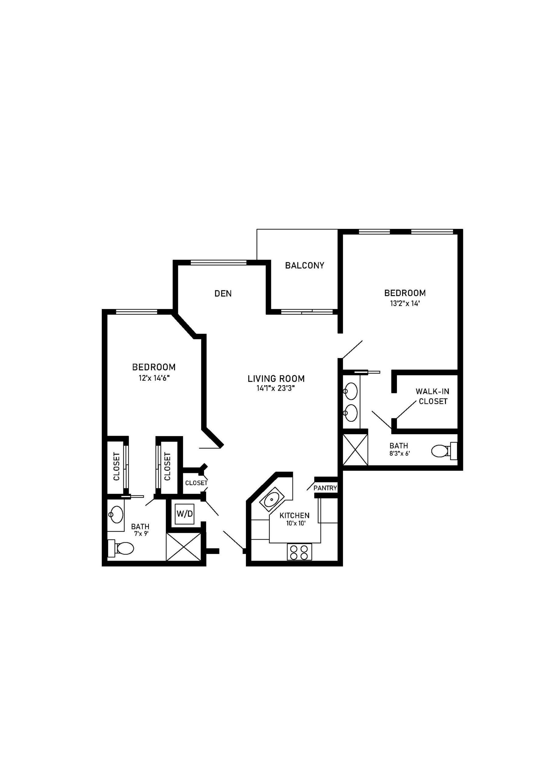 2 bed 2 bath floor plan