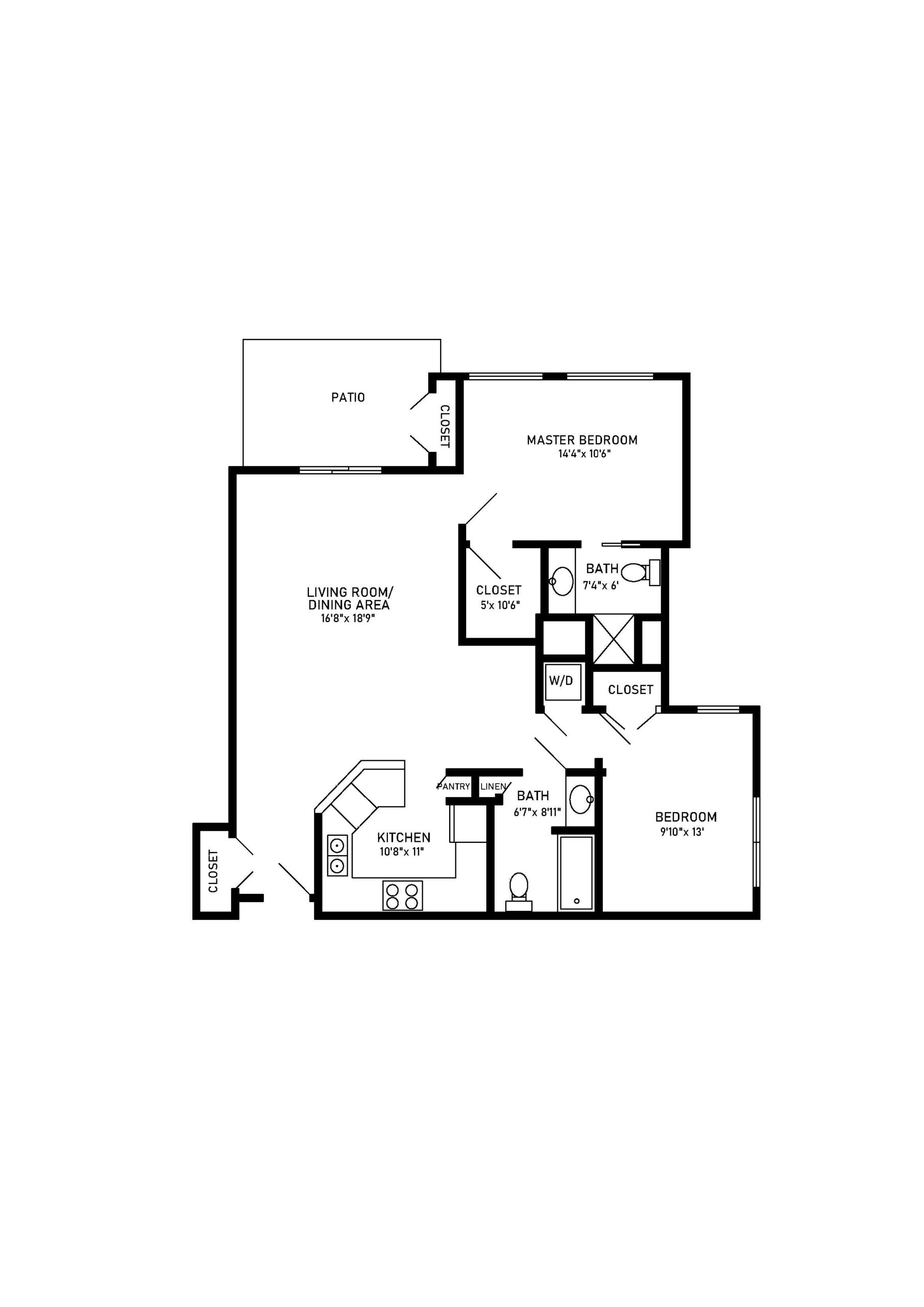 2 bed 2 bath floor plan