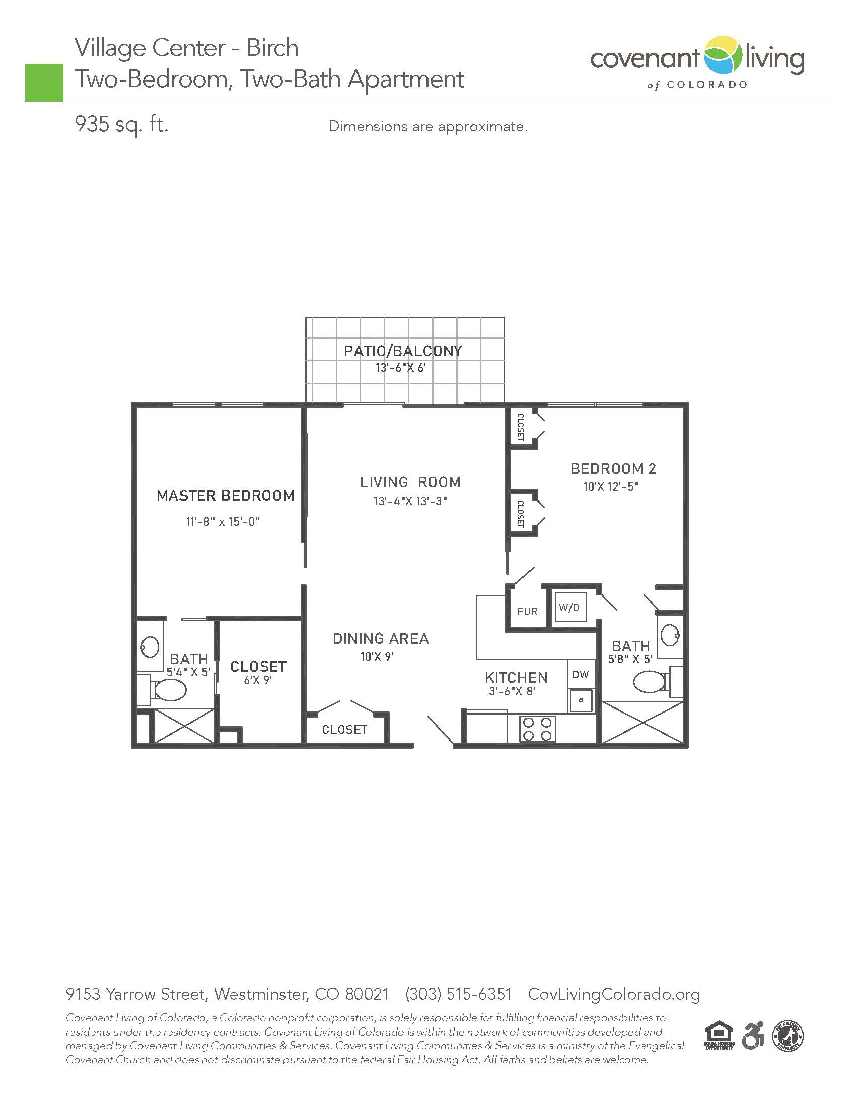 Birch 2 bed 2 bathroom floor plan