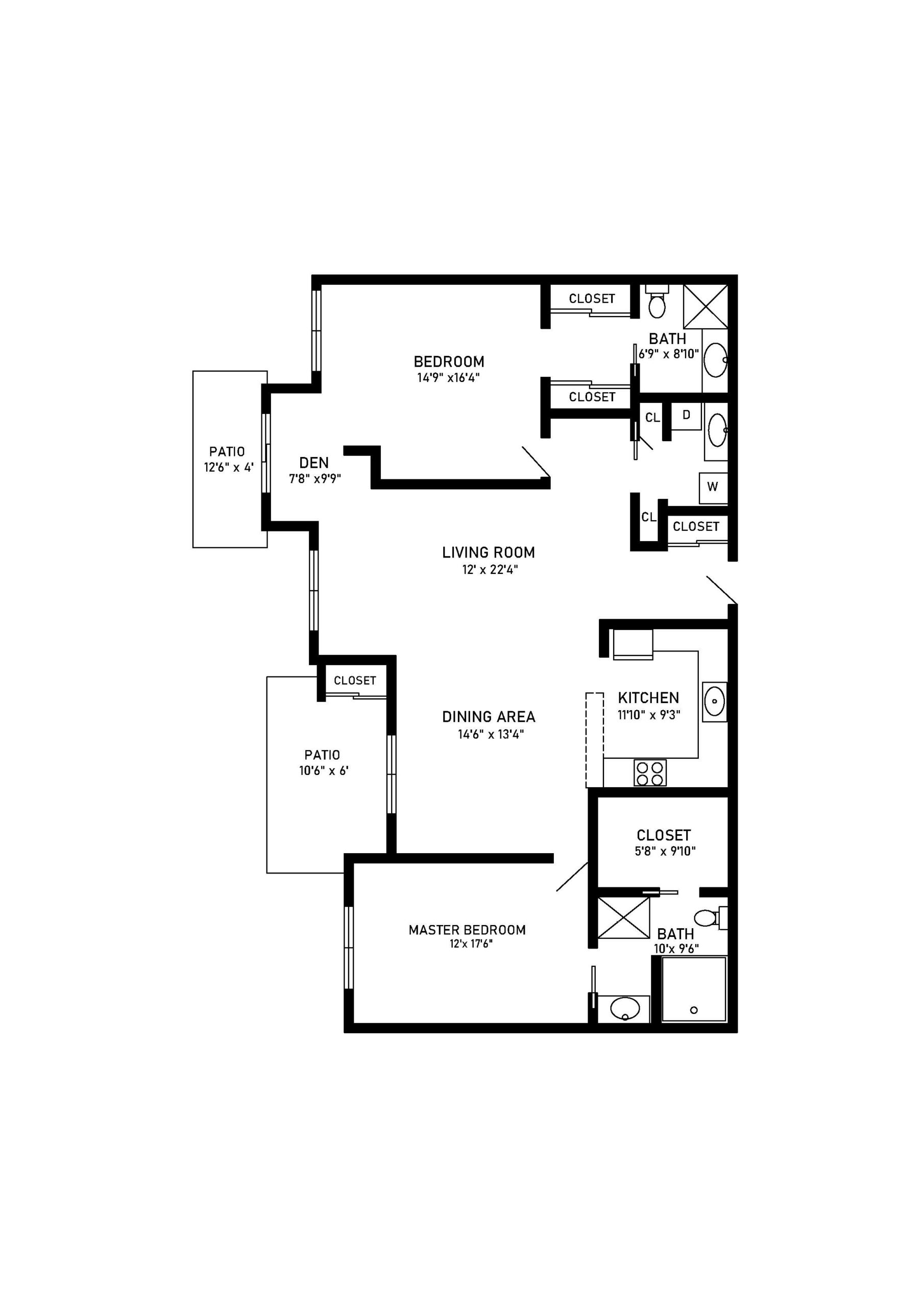 2 bed 2 bath floor plan