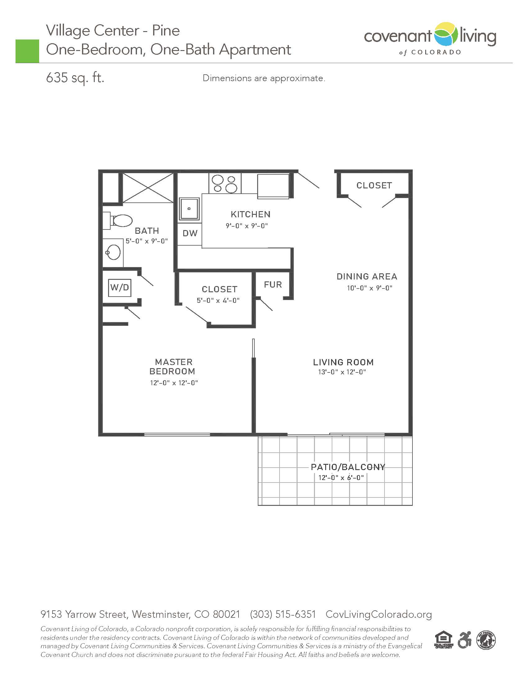Pine 1 bed floor plan